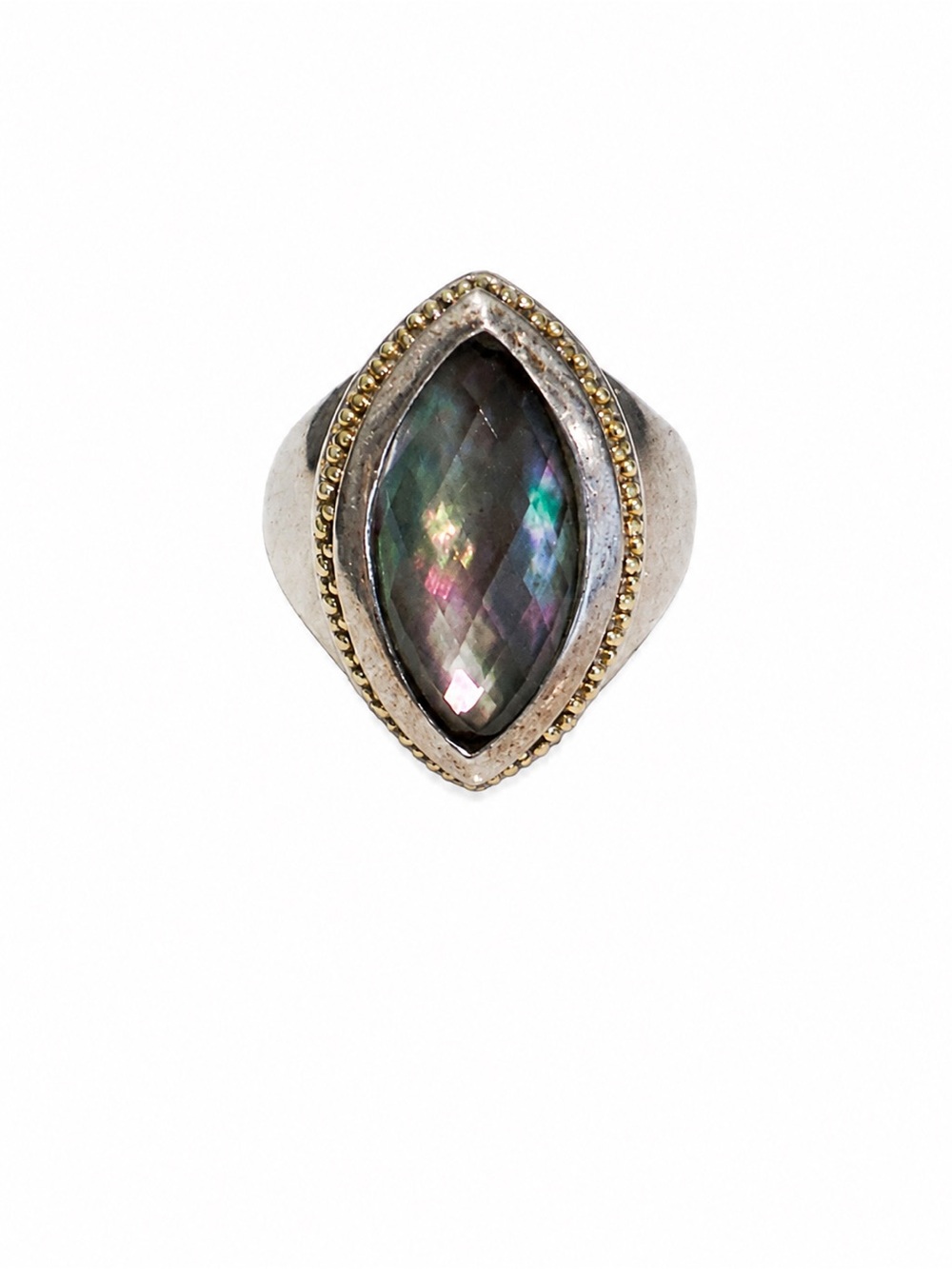 LAGOS Sterling Silver and 18k Gold Ring with Smokey Quartz Teardrop Stone - Picture 3 of 6